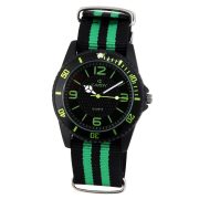 Cardy férfi karóra, fekete színű fém tok, fekete/zöld színű textilszövet szíj, fekete színű számlap, quartz szerkezet, cseppmentes vízállóság Cardy férfi karóra, fekete színű fém tok, fekete/zöld színű textilszövet szíj, fekete színű számlap, quartz szerkezet, cseppmentes vízállóság