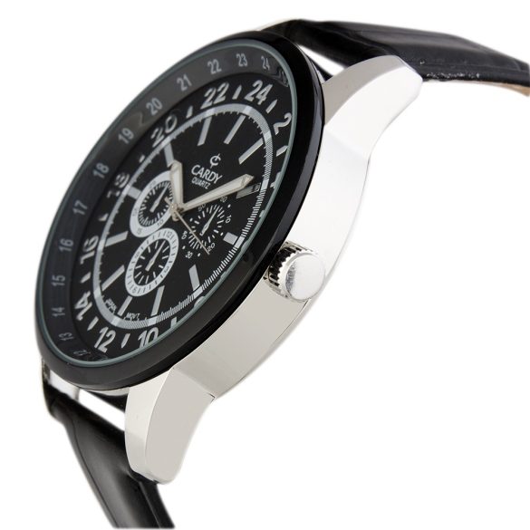 Ceas de bărbați CARDY, argintiu, curea piele