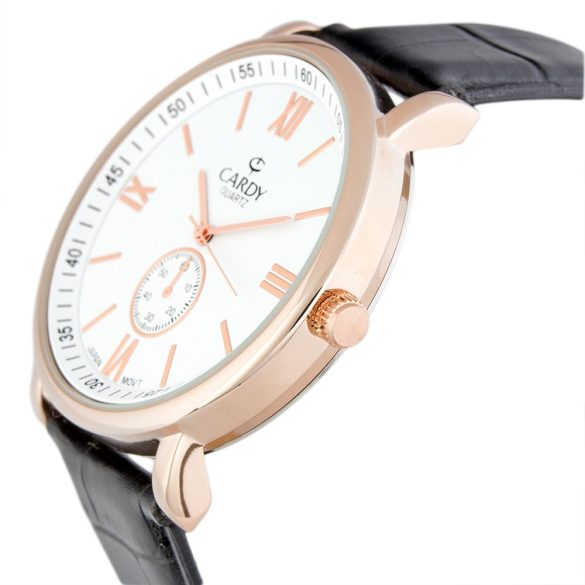 Ceas de bărbați CARDY, culoare rose gold, curea piele
