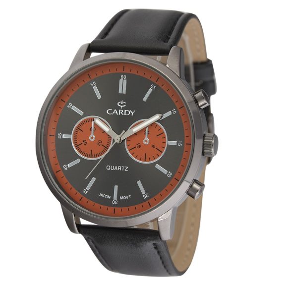 Ceas de bărbați CARDY, culoare cenușie (gun color) curea piele