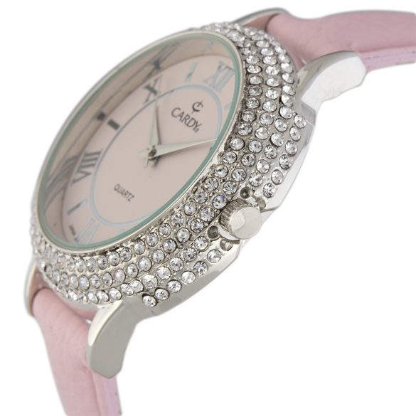 Ceas de damă argintiu CARDY, curea piele