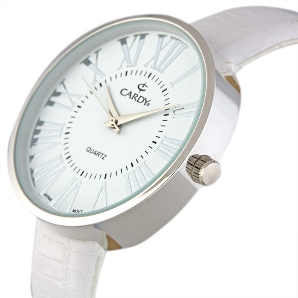 Ceas de damă argintiu CARDY, curea piele