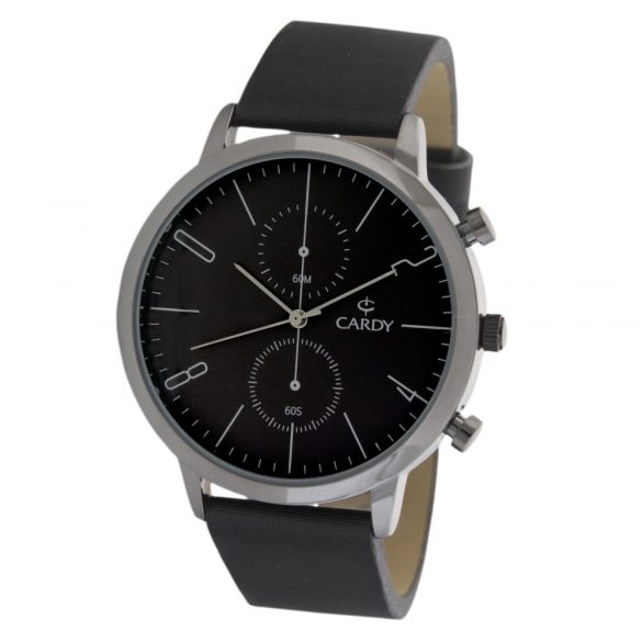 Cardy 2652-8 ceas de bărbați cu curea, quartz, carcasă neagră