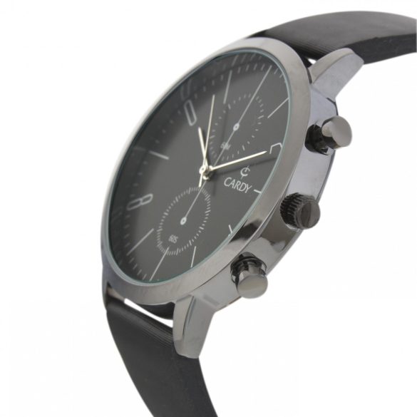 Cardy 2652-8 ceas de bărbați cu curea, quartz, carcasă neagră