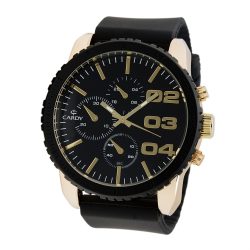   Cardy 2655-6 ceas de bărbați cu curea din silicon, carcasă auriu, cadran negru