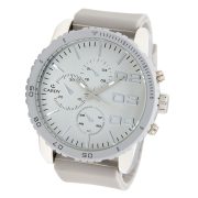   Cardy 2655-7 ceas de bărbați cu curea din silicon, carcasă argintiu, cadran gri