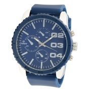   Cardy 2655-8 ceas de bărbați cu curea din silicon, carcasă argintiu, cadran albastru