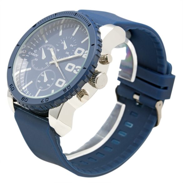 Cardy 2655-8 ceas de bărbați cu curea din silicon, carcasă argintiu, cadran albastru