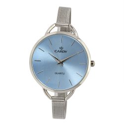   Cardy 2656-1 ceas de damă cu brățară și carcasă argintiu, cadran albastru