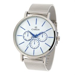   Cardy 2656-6 ceas de bărbați cu brățară și carcasă argintiu, cadran alb