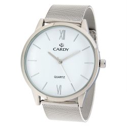   Cardy 2657-1 ceas de bărbați cu brățară și carcasă argintiu, cadran alb