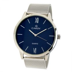   Cardy 2657-2 ceas de bărbați cu brățară și carcasă argintiu, cadran albastru