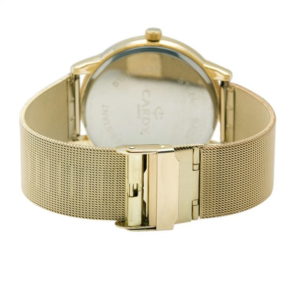 Cardy 2657-3 ceas de bărbați cu brățară și carcasă auriu, cadran argintiu