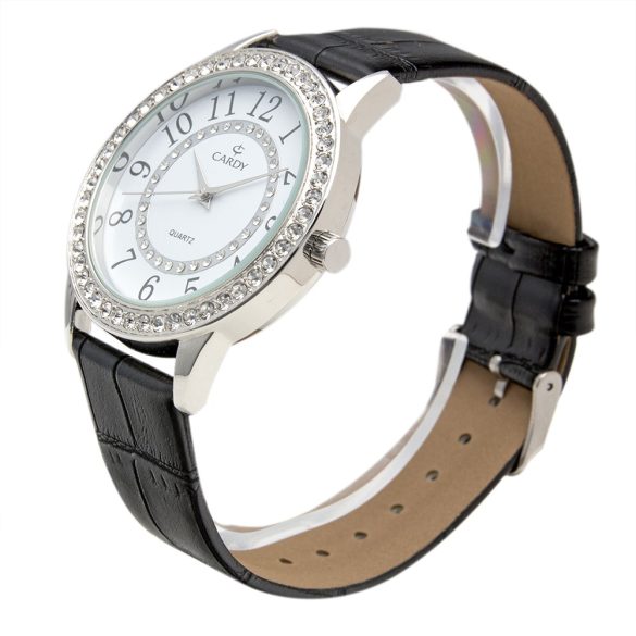 Cardy 2657-4 ceas de damă cu curea din piele, carcasă argintiu, cadran alb