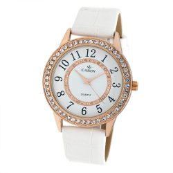   Cardy 2657-5 ceas de damă cu curea din piele, carcasă roze, cadran alb