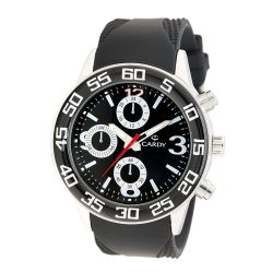   Cardy 2657-7 ceas de bărbați cu curea din silicon, carcasă argintiu, cadran negru