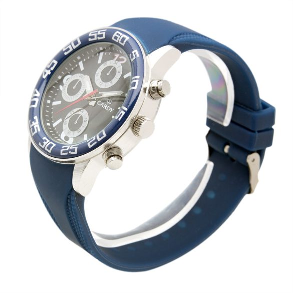 Cardy 2657-9 ceas de bărbați cu curea din silicon, carcasă argintiu, cadran negru