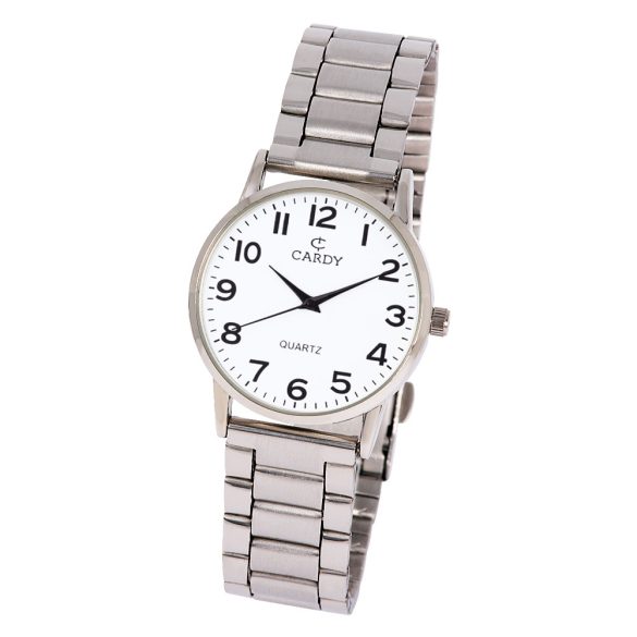 Ceas damă CARDY, mecanism quartz, carcasă argintie, cadran alb