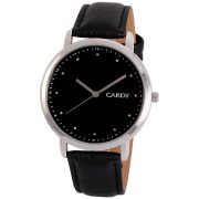 Ceas de bărbați CARDY, mecanism quartz, carcasă argintie, curea neagră, cadran negru Ceas de bărbați CARDY, mecanism quartz, carcasă argintie, curea neagră, cadran negru