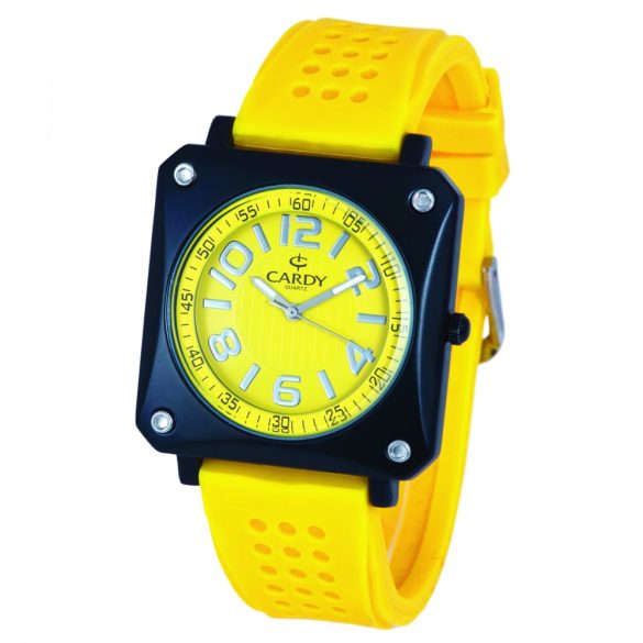 Cardy 2700-7 ceas de bărbați cu curea din silicon, quartz, carcasă neagră