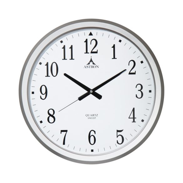 Ceas de perete ASTRON, culoare argintie, mecanism silențios (sweep)