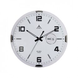   Astron 3518-0 ceas de perete silențios, quartz, alb cu calendar
