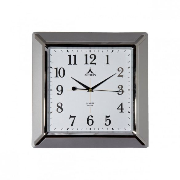 Ceas de perete Astron, culoare argintie, mecanism silențios (sweep)