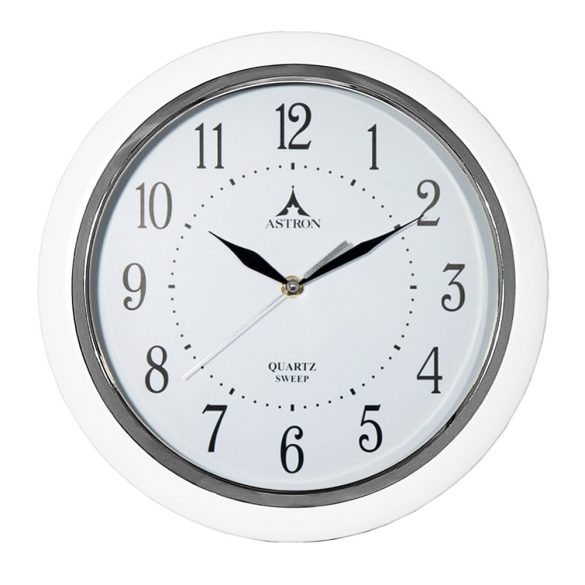 Astron 3544-7 ceas de perete silențios, quartz, alb
