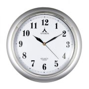   Ceas de perete Astron, culoare argintie, mecanism silențios (sweep)