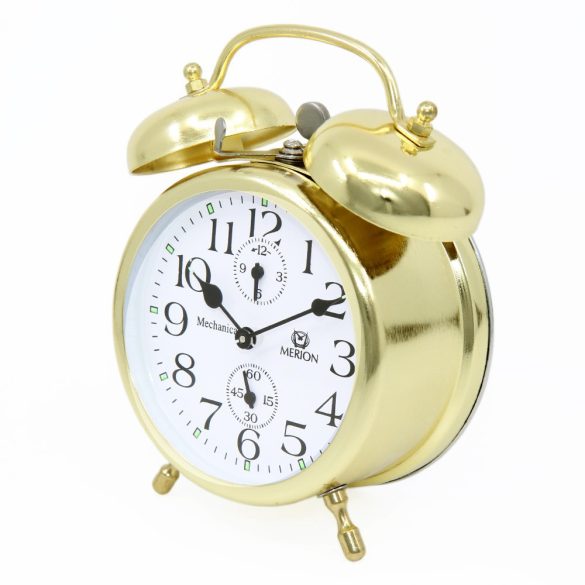 Merion fém ébresztőóra, mechanikus, arany színű, 3.5^