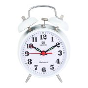   Ceas deșteptător metalic MERION, mecanism mecanic, culoare albă, 3,5"