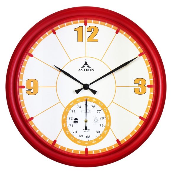 Astron falióra, quartz, piros színű tok, fehér számlap, barométeres
