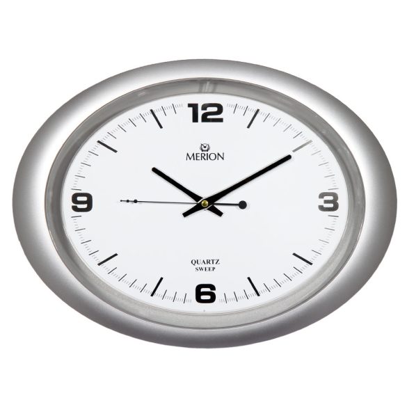 Ceas de perete MERION, argintiu, mecanism quartz silențios (sweep)