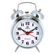   Merion fém ébresztőóra, mechanikus, fehér színű fémtok, arab számos fehér számlap
