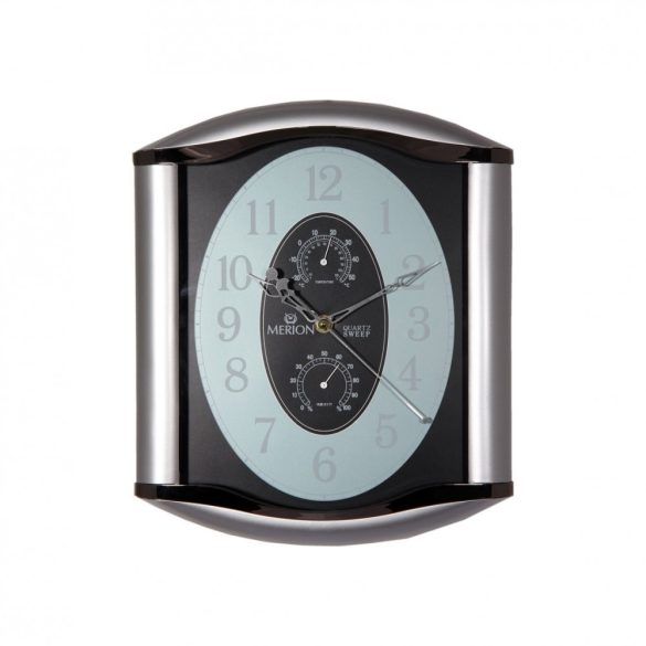 3879-8 Merion ceas de perete cu termometru + higrometru, negru, silențios