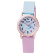   Q&Q gyerek műanyag szíjas karóra, rózsaszín színű tok, rózsaszín/kék színű szíj, kék számlap, VS49J003Y