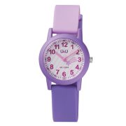   Q&Q gyerek műanyag szíjas karóra, lila színű tok, lila/rózsaszín színű szíj, figurás számlap, VS49J004Y