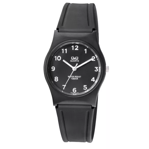 Q&Q unisex műanyag karóra, quartz, fekete színű tok és szíj, fekete számlap, VP34J060Y
