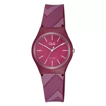   Q&Q női műanyag karóra, quartz, bordó színű tok és szíj, bordó számlap, VS52J004Y