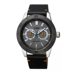   Q&Q férfi karóra, quartz, sötétszürke színű tok, fekete szíj, sötétszürke színű számlap, AA34J302Y