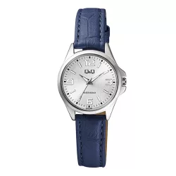   Q&Q női karóra, quartz, ezüst színű tok, fekete színű szíj, ezüst színű számlap, QA07J344Y