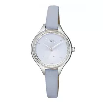   Q&Q női karóra, quartz, ezüst színű tok, ezüst színű számlap, szürke szíj, QB73J302Y