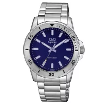   Q&Q férfi karóra, quartz, ezüst színű tok, ezüst színű karcsat, kék számlap, (Superior) S372J202Y