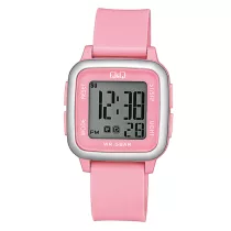   Q&Q női digitális karóra, quartz, rózsaszínű műanyag tok, rózsaszínű műanyag szíj, G02A-009VY