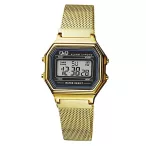  Q&Q férfi fémcsatos karóra, quartz, arany színű fémtok, arany színű acél karcsat, chronograph, digitális, M173J027Y