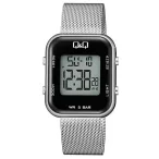   Q&Q női karóra, quartz/LCD, ezüst színű tok, ezüst színű acél karcsat, M207J010Y