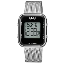   Q&Q női karóra, quartz/LCD, ezüst színű tok, ezüst színű acél karcsat, M207J010Y