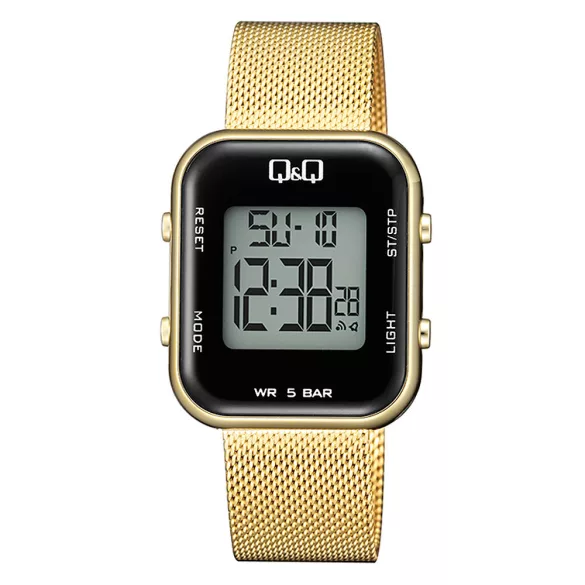 Q&Q női karóra, quartz/LCD, arany színű tok, arany színű acél karcsat, M207J012Y