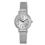   Q&Q női karóra, quartz, ezüst színű fémtok, ezüst színű acél karcsat, ezüst színű számlap, Q12A-001PY