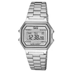   Q&Q unisex digitális karóra, quartz, ezüst színű tok, ezüst színű acél karcsat, LCD kijelzés, G17A-002JY